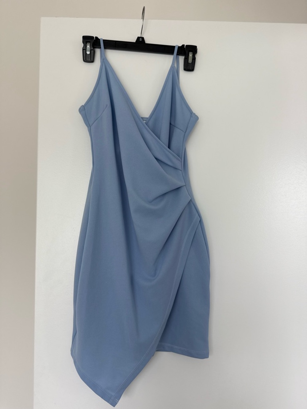 Sleeveless Draped V-Neck Mini Dress in Light Blue